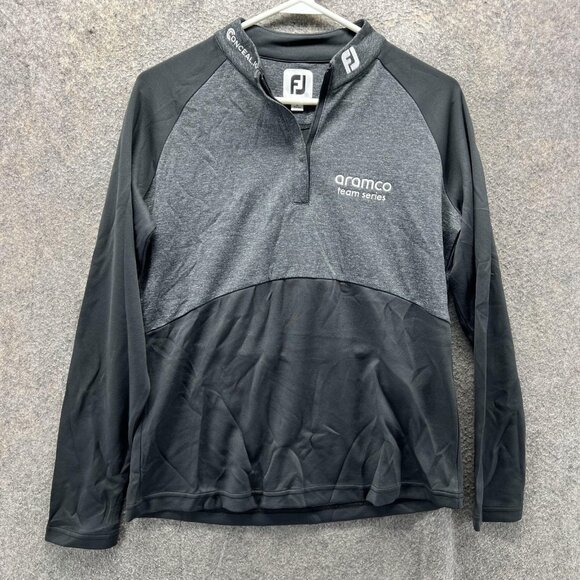 FootJoy Pullover Womens Small Gray Black 1/4 Zip Aramco Team Series Golf FJ - Picture 1 of 12